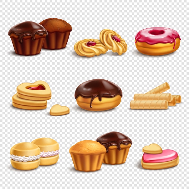 Free Vector confectionery products icons collection