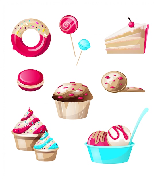 Free Vector confectionery and sweets candies set isolated