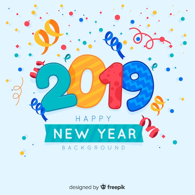 Confetti new year 2019 background