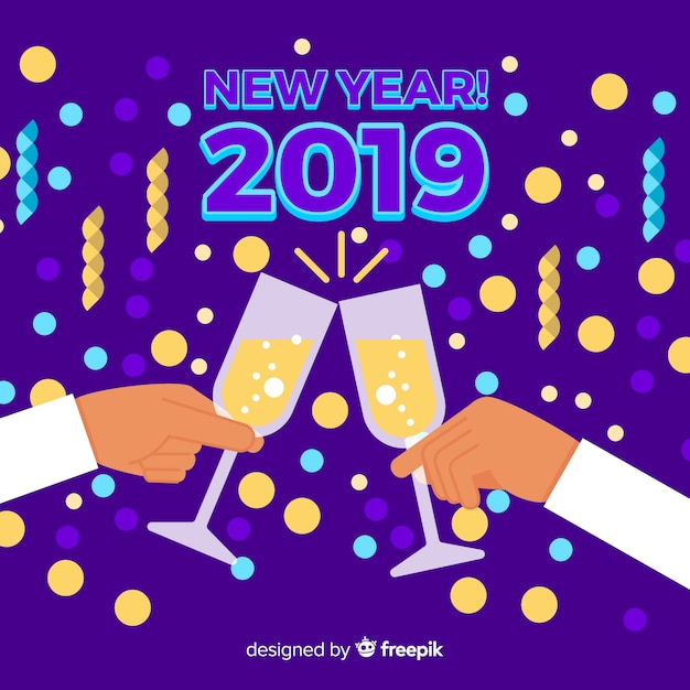 Free vector confetti new year 2019 background