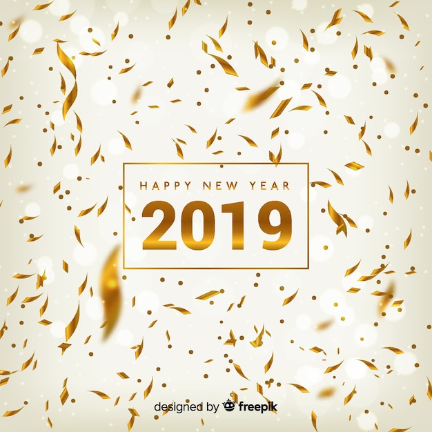 Free vector confetti new year 2019 background