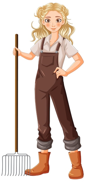 Free vector confident farmer girl with rake