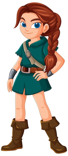 Free Vector confident female archer in green outfit