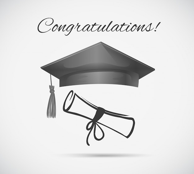 Congratulations card template with graduation cap