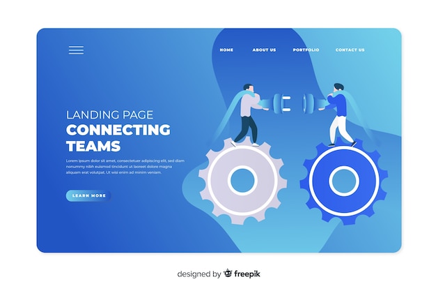 Connecting teams concept for landing page