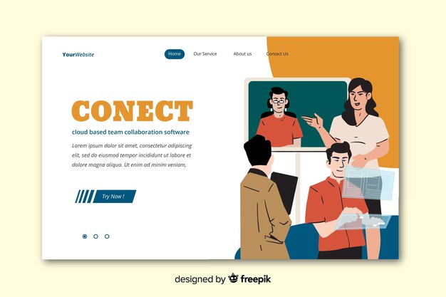 Connecting teams concept for landing page