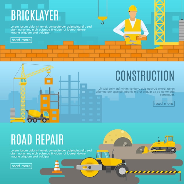 Free Vector construction banner set