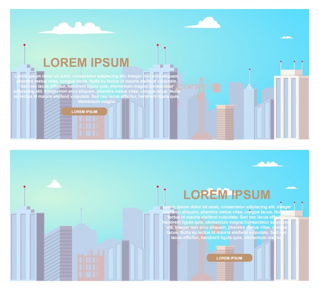 Construction Business Flat Vector Web Banners Set