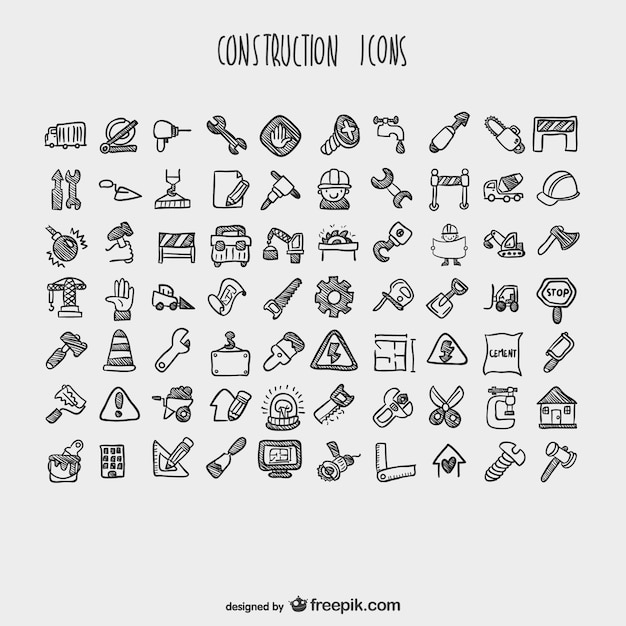 Construction cartoon icons collection