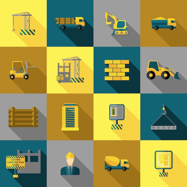 Free Vector construction icons flat