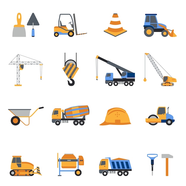 Free vector construction icons set