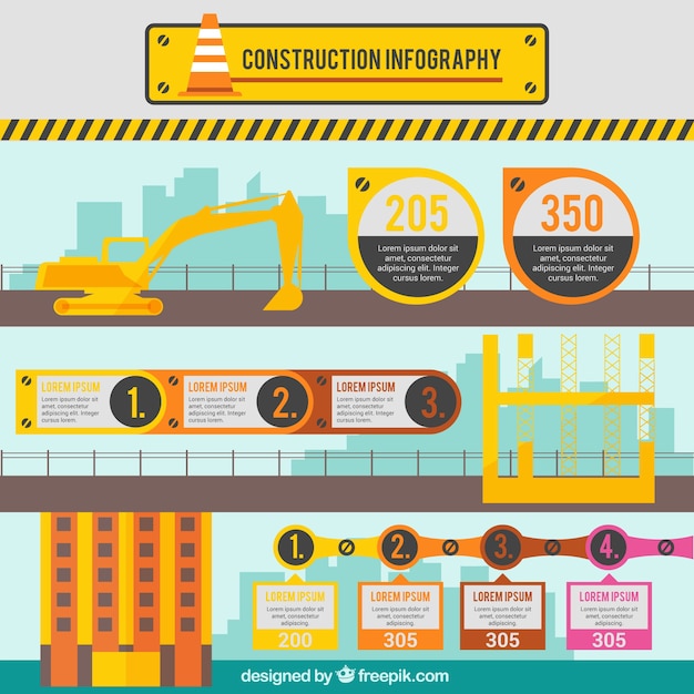 Free Vector construction infography in flat design