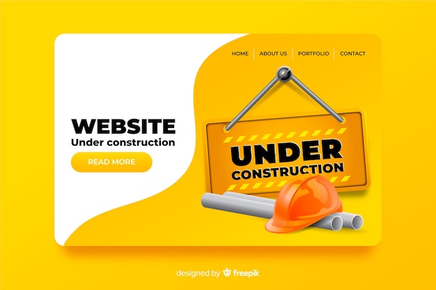 Under construction landing page flat design