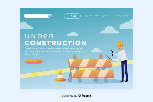 Free Vector under construction landing page template