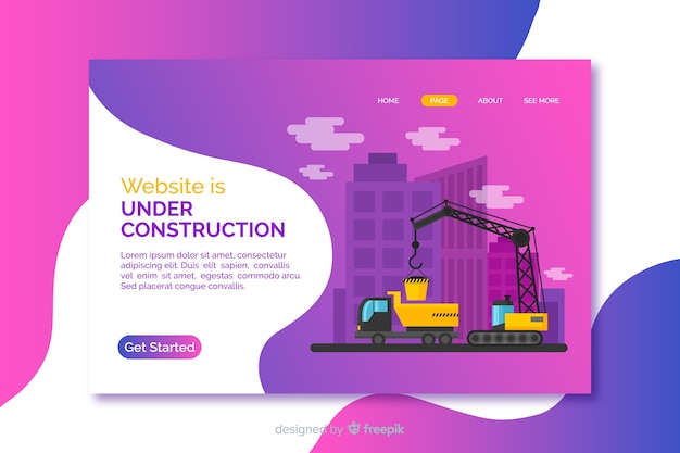 Free Vector under construction landing page