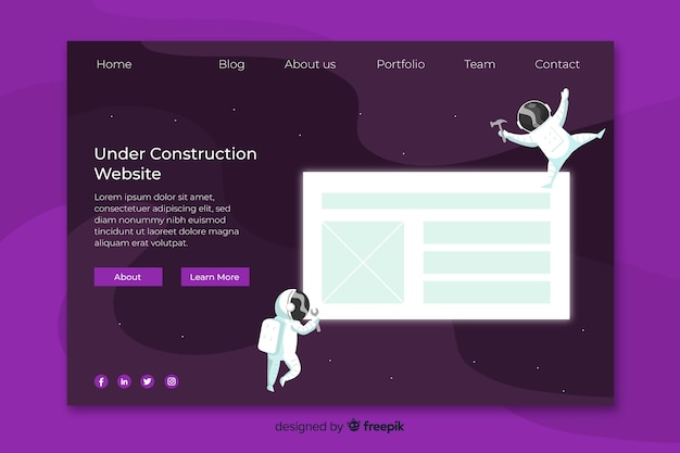 Free Vector under construction landing page