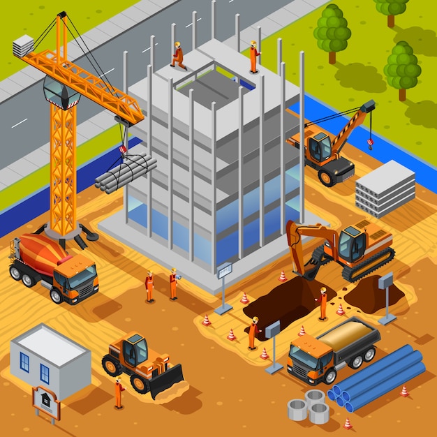 Construction Of Multistory Building illustration