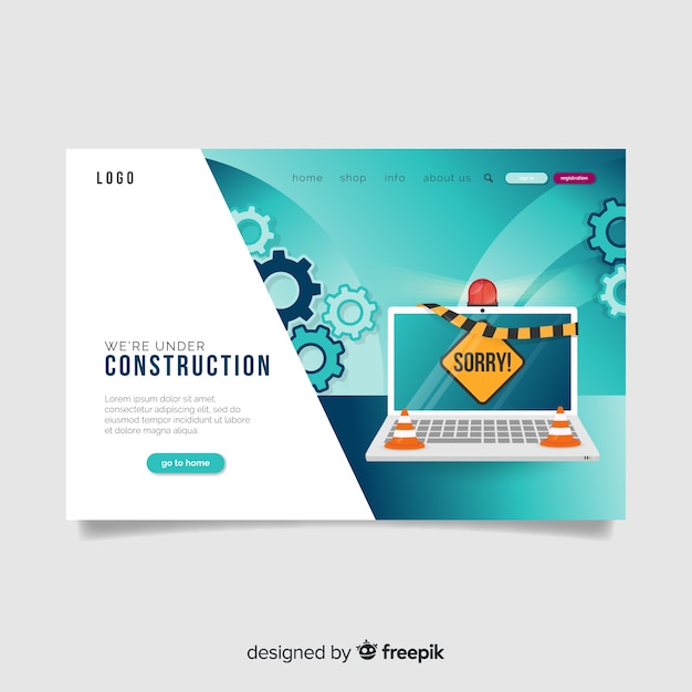 Free vector under construction web landing page