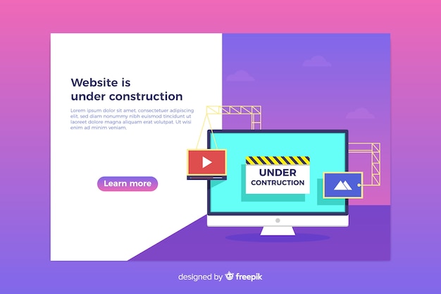 Free Vector under construction web landing page