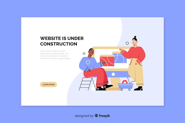 Free Vector under construction web landing page