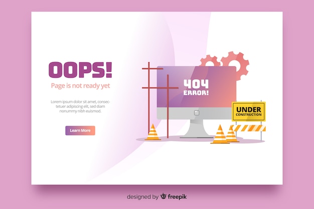 Free Vector under construction web landing page