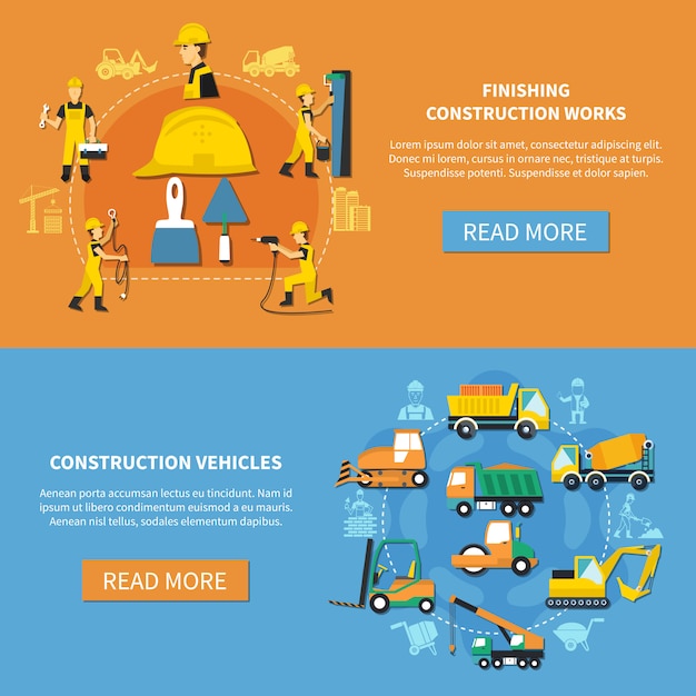 Free vector construction worker banner set