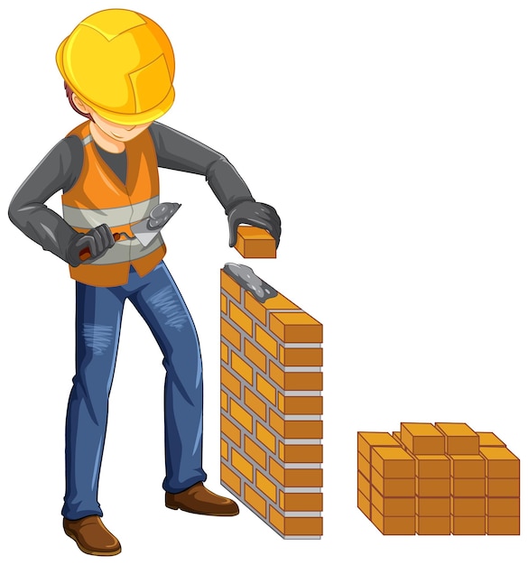 Free Vector construction worker cartoon character