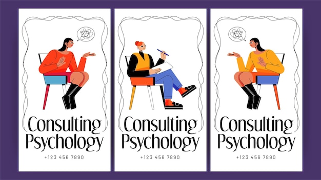 Free vector consulting psychology posters with women patients