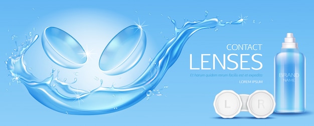 Contact lenses and solution bottle banner