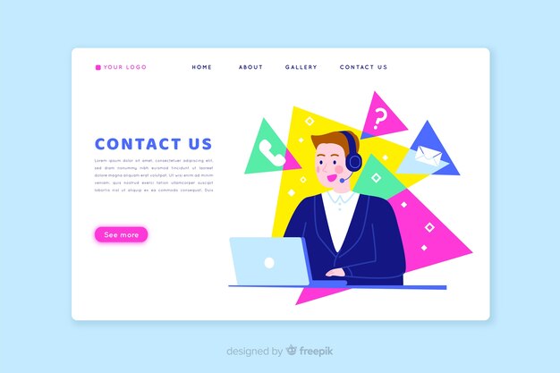 Contact us concept for landing page