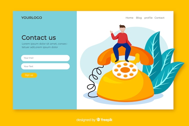 Free Vector contact us concept for landing page