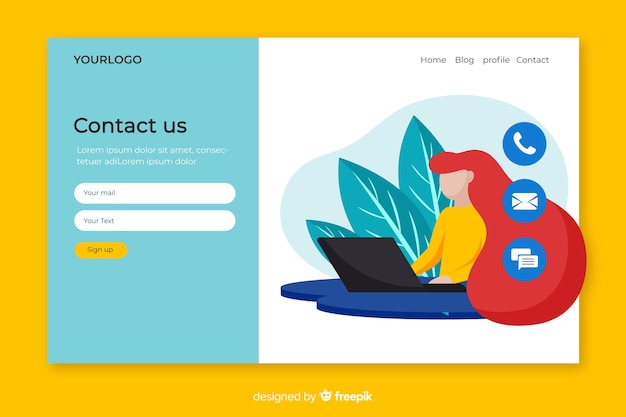 Contact us concept for landing page