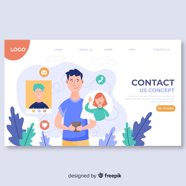 Contact us concept for landing page