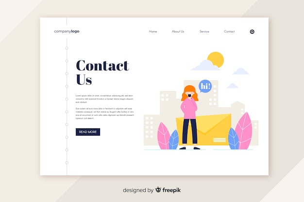 Contact us concept for landing page