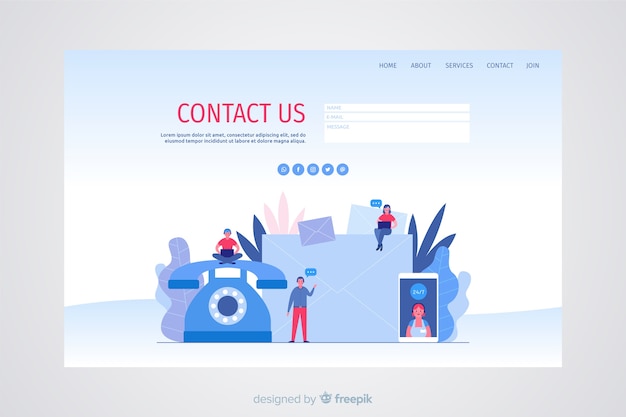 Contact us concept for landing page