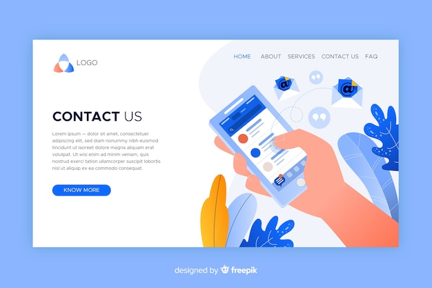 Contact us concept for landing page