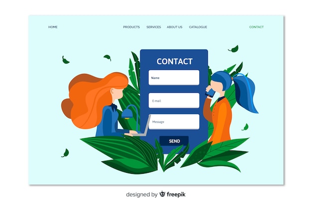 Free Vector contact us customer landing page 