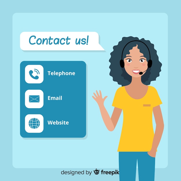 Contact us flat girl background