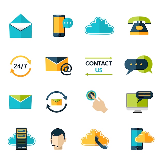 Contact us icons set