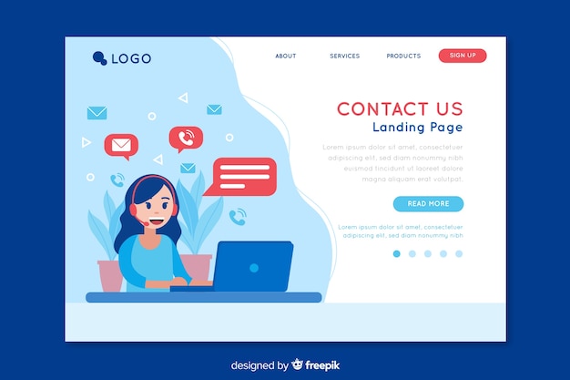 Contact us landing page design