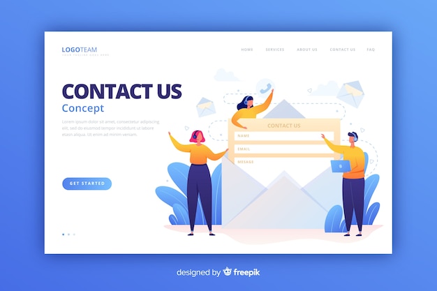 Contact us landing page flat style