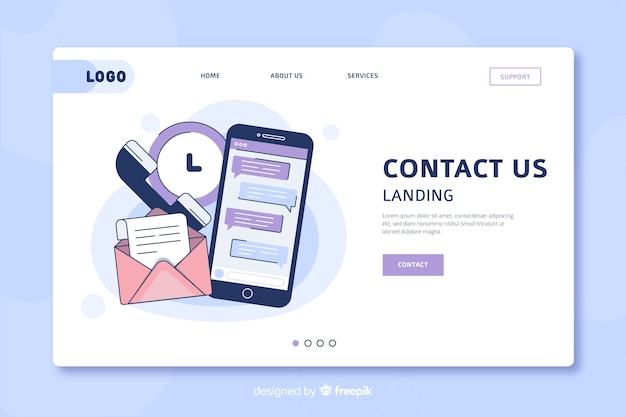 Free vector contact us landing page template