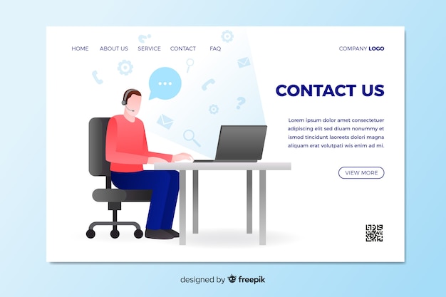 Contact us landing page with man sitting at desk