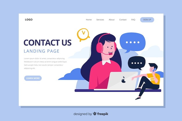 Contact us landing page with operators communicating