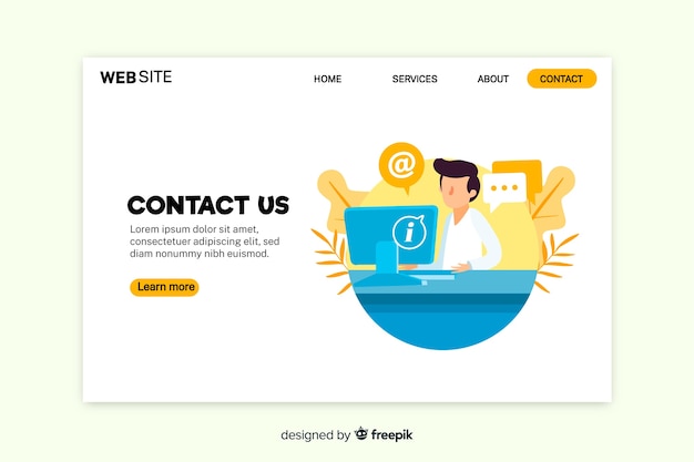 Contact us landing page with working person