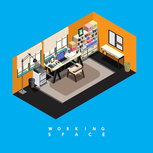 Free Vector contemporary working space isolated on background