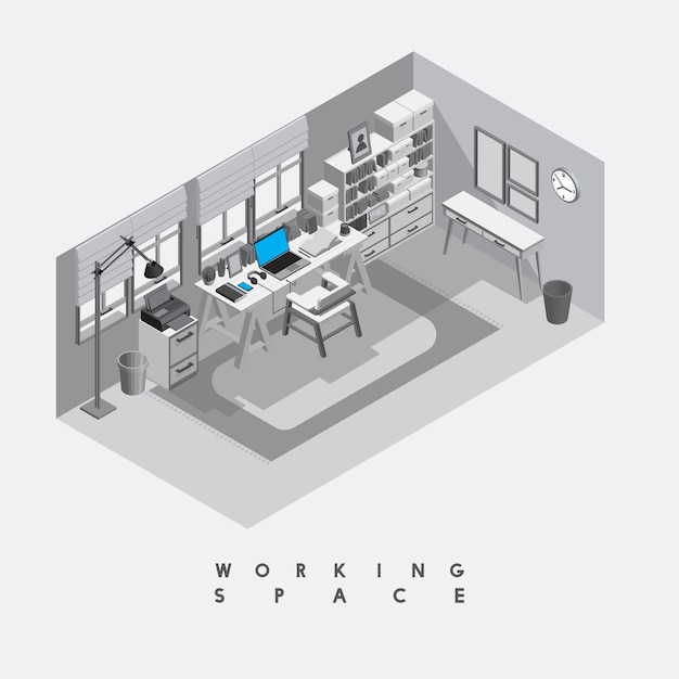 Free Vector contemporary working space isolated on background