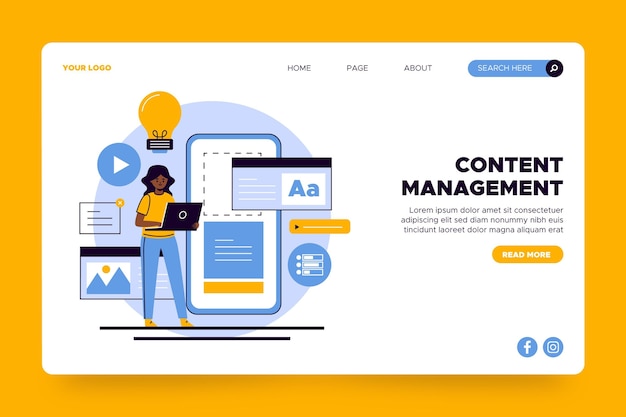 Content management landing page template