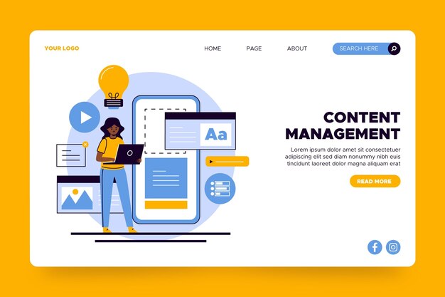 Content management landing page template