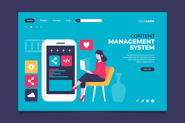 Content management system landing page template